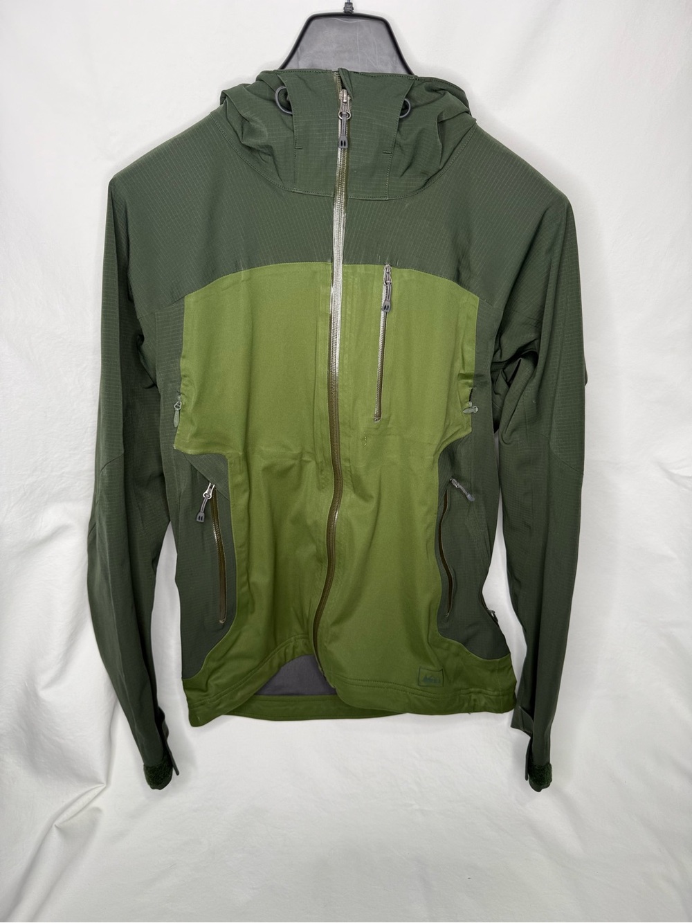 REI Co-op Men’s M Green Taku Full Zip Hooded Jacket Waterproof E1 Elements